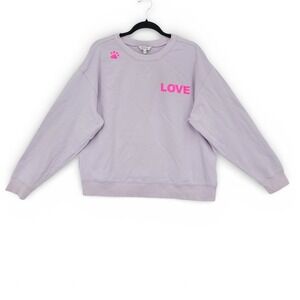 Wildfox Dogs Love Me Sweatshirt Large Pink Graphic Cozy Dog Mom Lounge Casual